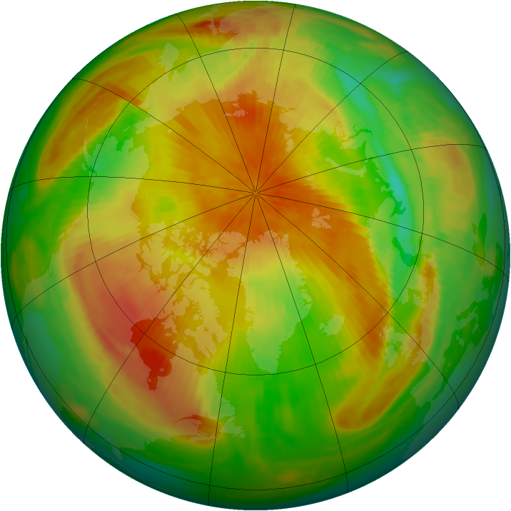 Arctic ozone map for 13 April 2000